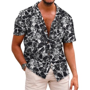 image:imageCOOFANDY Mens Hawaiian Shirt Short Sleeve Buttoon Down Shirts Casual Tropical Floral Summer Linen ShirtsBlack Floral