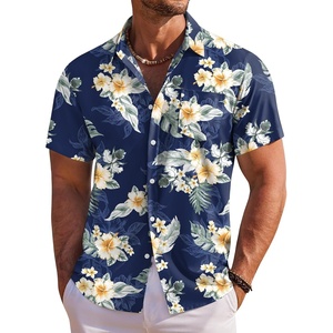 image:imageCOOFANDY Mens Hawaiian Shirt Short Sleeve Floral Button Down Shirts Tropical Holiday Beach ShirtsNavy  Flower 4
