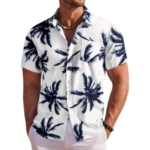 image:imageCOOFANDY Mens Hawaiian Shirt Short Sleeve Floral Button Down Shirts Tropical Holiday Beach ShirtsNavy Palm Leaf Print