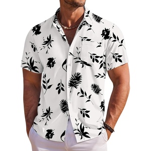 image:imageCOOFANDY Mens Hawaiian Shirt Short Sleeve Floral Button Down Shirts Tropical Holiday Beach ShirtsOff White  Leaf