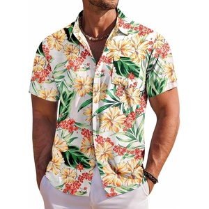 image:imageCOOFANDY Mens Hawaiian Shirt Short Sleeve Floral Button Down Shirts Tropical Holiday Beach ShirtsWhite  Flower