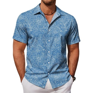 image:imageCOOFANDY Mens Hawaiian Shirts Short Sleeve Button Down Aloha Shirt Casual Beach ClothesBlue