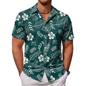 image:imageCOOFANDY Mens Hawaiian Shirts Short Sleeve Button Down Aloha Shirt Casual Beach ClothesGreen Fern Leaves