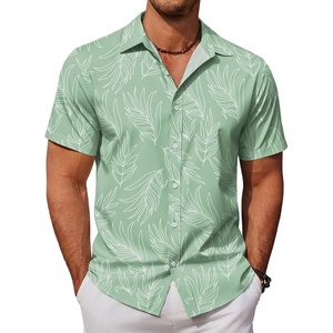 image:imageCOOFANDY Mens Hawaiian Shirts Short Sleeve Button Down Aloha Shirt Casual Beach ClothesLight Green