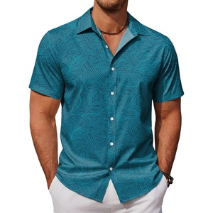 image:imageCOOFANDY Mens Hawaiian Shirts Short Sleeve Button Down Aloha Shirt Casual Beach ClothesNavy Blue Lake Green