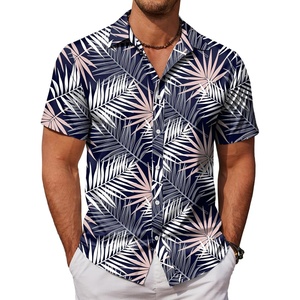 image:imageCOOFANDY Mens Hawaiian Shirts Short Sleeve Button Down Aloha Shirt Casual Beach ClothesNavy Blue Palm Leaves