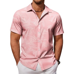 image:imageCOOFANDY Mens Hawaiian Shirts Short Sleeve Button Down Aloha Shirt Casual Beach ClothesPink