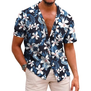 image:imageCOOFANDY Mens Hawaiian Shirts Short Sleeve Casual Button Down Tropical Beach ShirtA  Navy Blue  Lily