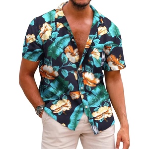 image:imageCOOFANDY Mens Hawaiian Shirts Short Sleeve Casual Button Down Tropical Beach ShirtBlack  Green Leaf