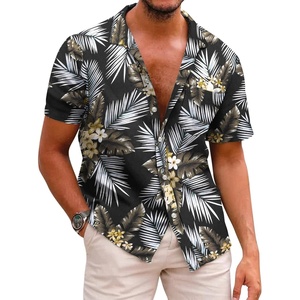 image:imageCOOFANDY Mens Hawaiian Shirts Short Sleeve Casual Button Down Tropical Beach ShirtBlack  Plam Leaf