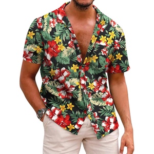 image:imageCOOFANDY Mens Hawaiian Shirts Short Sleeve Casual Button Down Tropical Beach ShirtBlack  Red Floral