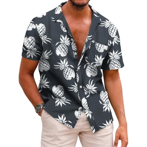 image:imageCOOFANDY Mens Hawaiian Shirts Short Sleeve Casual Button Down Tropical Beach ShirtBlack  White Pineapple