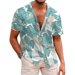 image:imageCOOFANDY Mens Hawaiian Shirts Short Sleeve Casual Button Down Tropical Beach ShirtGreen  Yellow Leaf