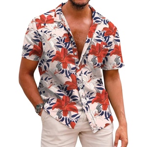 image:imageCOOFANDY Mens Hawaiian Shirts Short Sleeve Casual Button Down Tropical Beach ShirtPink  Red Floral