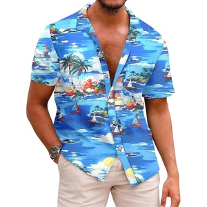 image:imageCOOFANDY Mens Hawaiian Shirts Short Sleeve Casual Button Down Tropical Beach ShirtSea Blue