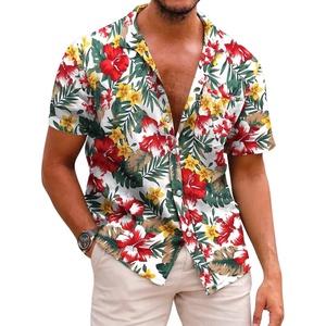 image:imageCOOFANDY Mens Hawaiian Shirts Short Sleeve Casual Button Down Tropical Beach ShirtWhite  Red Floral