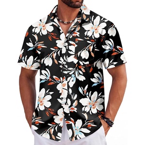 image:imageCOOFANDY Mens Hawaiian Shirts Short Sleeve Tropical Button Down Shirts Floral Summer Beach ShirtBlack  White Flower