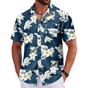 image:imageCOOFANDY Mens Hawaiian Shirts Short Sleeve Tropical Button Down Shirts Floral Summer Beach ShirtBlack  White Leaf