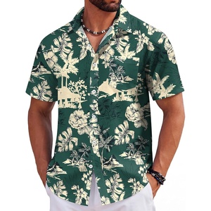 image:imageCOOFANDY Mens Hawaiian Shirts Short Sleeve Tropical Button Down Shirts Floral Summer Beach ShirtGreen  Palm Tree