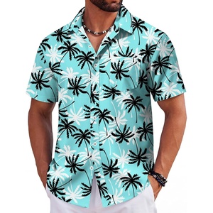 image:imageCOOFANDY Mens Hawaiian Shirts Short Sleeve Tropical Button Down Shirts Floral Summer Beach ShirtLake Green  Palm Tree