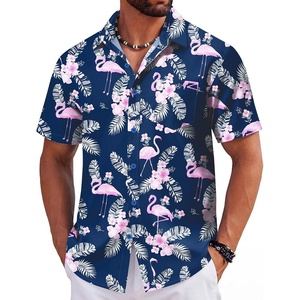 image:imageCOOFANDY Mens Hawaiian Shirts Short Sleeve Tropical Button Down Shirts Floral Summer Beach ShirtNavy Blue  Flamingo