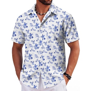 image:imageCOOFANDY Mens Hawaiian Shirts Short Sleeve Tropical Button Down Shirts Floral Summer Beach ShirtWhite  Blue Floral