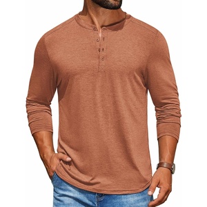 image:imageCOOFANDY Mens Henley Shirts Long Sleeve TShirt Lightweight Fashion Casual Pullover Tee ShirtCaramel