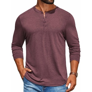 image:imageCOOFANDY Mens Henley Shirts Long Sleeve TShirt Lightweight Fashion Casual Pullover Tee ShirtDark Red