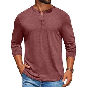 image:imageCOOFANDY Mens Henley Shirts Long Sleeve TShirt Lightweight Fashion Casual Pullover Tee ShirtWine Red