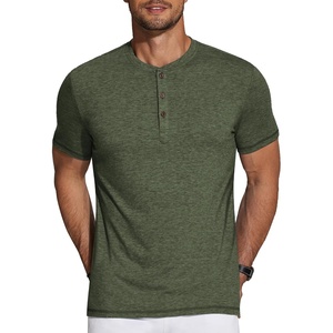 image:imageCOOFANDY Mens Henley Shirts Short Sleeve Casual Basic Tee Summer Button Henley Soild T ShirtsArmy Green