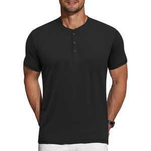 image:imageCOOFANDY Mens Henley Shirts Short Sleeve Casual Basic Tee Summer Button Henley Soild T ShirtsBlack