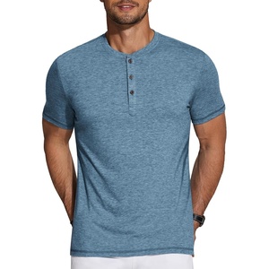 image:imageCOOFANDY Mens Henley Shirts Short Sleeve Casual Basic Tee Summer Button Henley Soild T ShirtsDark Blue