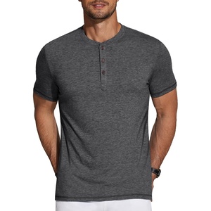 image:imageCOOFANDY Mens Henley Shirts Short Sleeve Casual Basic Tee Summer Button Henley Soild T ShirtsDark Grey