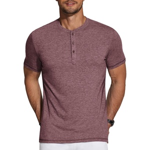 image:imageCOOFANDY Mens Henley Shirts Short Sleeve Casual Basic Tee Summer Button Henley Soild T ShirtsDark Red