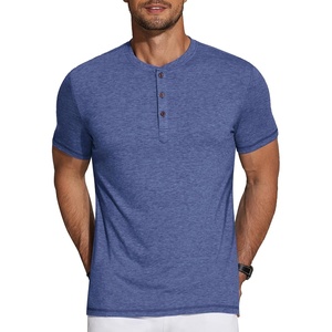 image:imageCOOFANDY Mens Henley Shirts Short Sleeve Casual Basic Tee Summer Button Henley Soild T ShirtsDeep Blue
