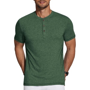 image:imageCOOFANDY Mens Henley Shirts Short Sleeve Casual Basic Tee Summer Button Henley Soild T ShirtsGreen