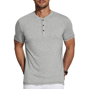 image:imageCOOFANDY Mens Henley Shirts Short Sleeve Casual Basic Tee Summer Button Henley Soild T ShirtsGrey