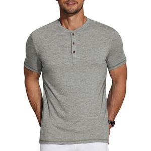 image:imageCOOFANDY Mens Henley Shirts Short Sleeve Casual Basic Tee Summer Button Henley Soild T ShirtsLight Grey