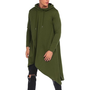 image:imageCOOFANDY Mens Hooded Poncho Cape Cloak Casual Asymmetric Hem Hoodie SweatshirtsArmy Green