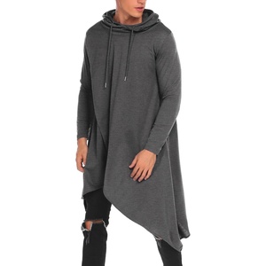 image:imageCOOFANDY Mens Hooded Poncho Cape Cloak Casual Asymmetric Hem Hoodie SweatshirtsDark Gray