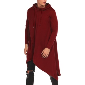 image:imageCOOFANDY Mens Hooded Poncho Cape Cloak Casual Asymmetric Hem Hoodie SweatshirtsWine Red