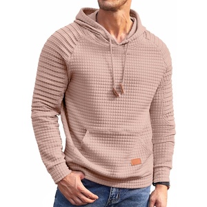 image:imageCOOFANDY Mens Hoodies Pullover Casaul Long Sleeve Drawstring Waffle Knit Hooded Sweatshirt with Kanga PocketLight Pink