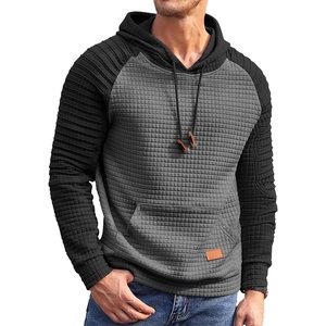 image:imageCOOFANDY Mens Hoodies Pullover Casaul Long Sleeve Drawstring Waffle Knit Hooded Sweatshirt with Kanga PocketRedblack