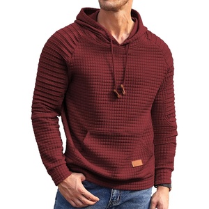 image:imageCOOFANDY Mens Hoodies Pullover Casaul Long Sleeve Drawstring Waffle Knit Hooded Sweatshirt with Kanga PocketWine Red