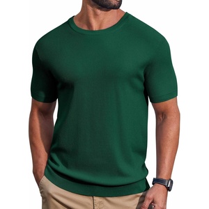 image:imageCOOFANDY Mens Knit TShirts Casual Short Sleeve Crewneck Shirt Textured Pullover TeesGreen