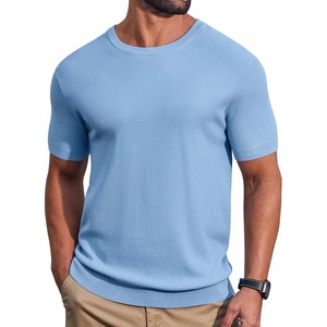 image:imageCOOFANDY Mens Knit TShirts Casual Short Sleeve Crewneck Shirt Textured Pullover TeesLight Blue