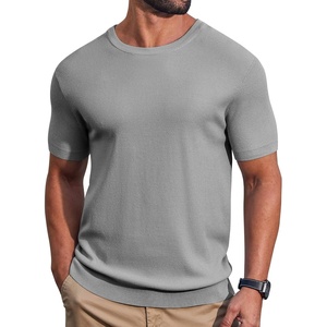 image:imageCOOFANDY Mens Knit TShirts Casual Short Sleeve Crewneck Shirt Textured Pullover TeesLight Grey