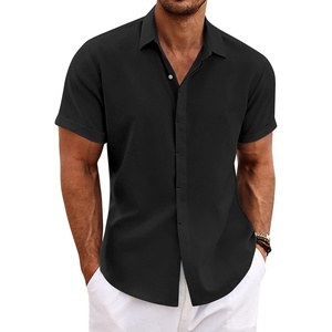 image:imageCOOFANDY Mens Linen Shirts Short Sleeve Casual Shirts Button Down Shirt for Men Beach Summer Wedding ShirtBlack