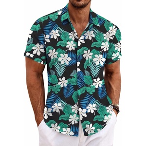 image:imageCOOFANDY Mens Linen Shirts Short Sleeve Casual Shirts Button Down Shirt for Men Beach Summer Wedding ShirtBlack Floral