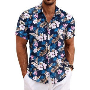 image:imageCOOFANDY Mens Linen Shirts Short Sleeve Casual Shirts Button Down Shirt for Men Beach Summer Wedding ShirtBlue Floral